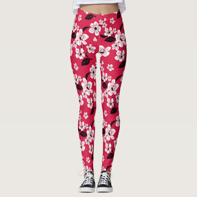 LEGGINGS CHERRY BLOSSOM - SAKURA (ROJO) (Anverso)