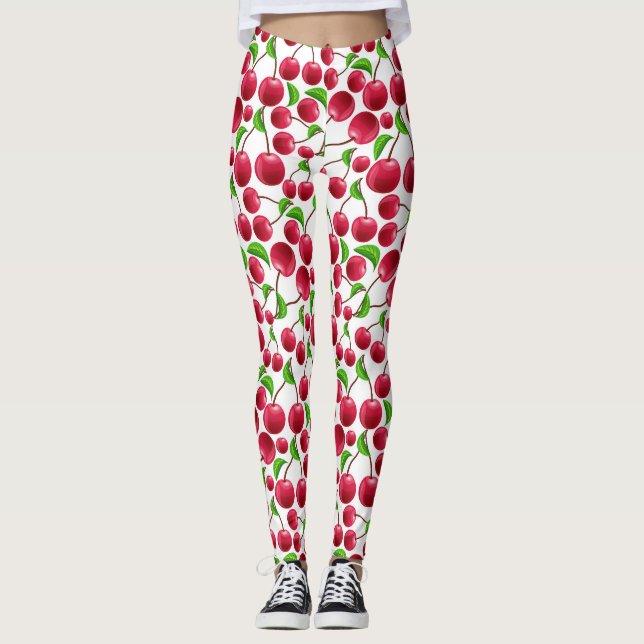Leggings Cherry Print Retro Cherries Pants de yoga (Anverso)