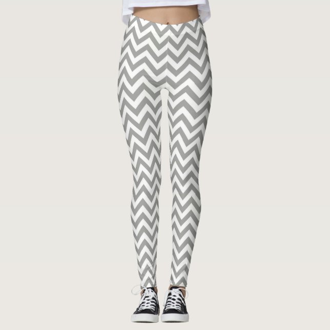 Leggings Chevron blanco gris (Anverso)