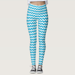 Leggings Chevron blanco turquesa