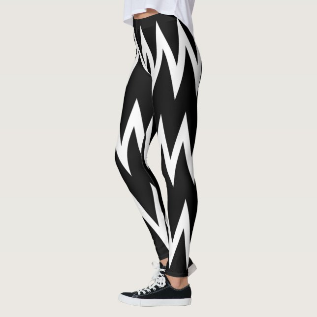 Leggings Chevron blanco y negro (Izquierda)