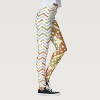 Leggings Chevron de acuarela verde marrón, garras de puntos