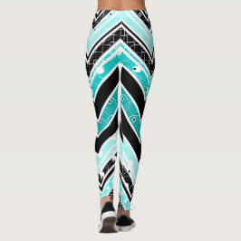 Leggings Chevron de la turquesa, blanco y negro