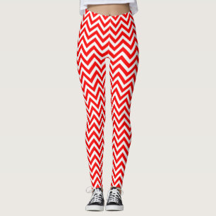 Leggings Chevron de tamaño pequeño rojo y blanco