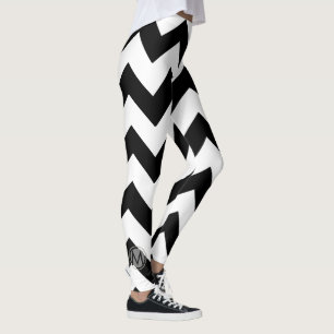 Leggings Chevron L Pattern Cute Monogramado Piernas Negras