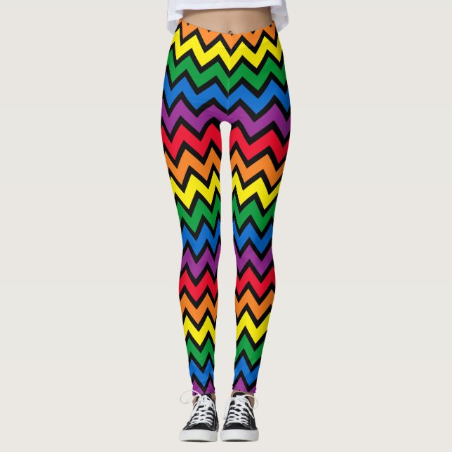 Leggings Chevron negro arcoiris (Anverso)