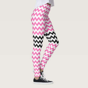 Leggings Chevron negro y rosa caliente por Shirley Taylor