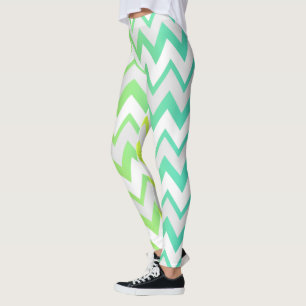 Leggings Chevron patrón lima verde agua verde azulada oscur