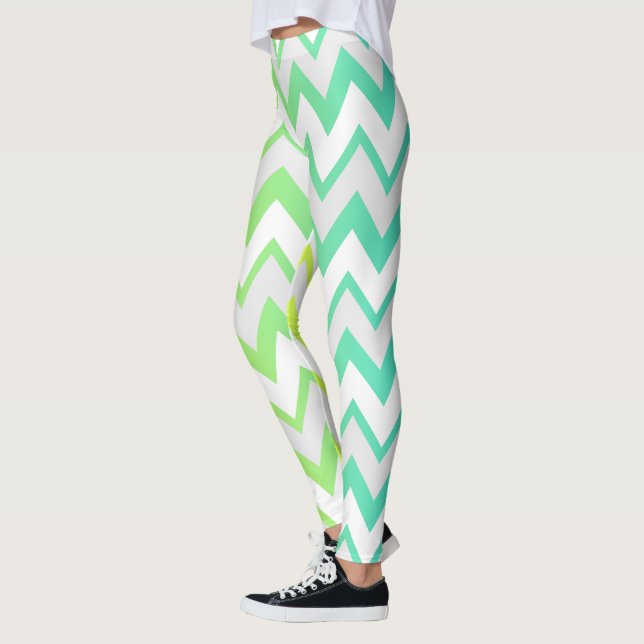 Leggings Chevron patrón lima verde agua verde azulada oscur (Izquierda)