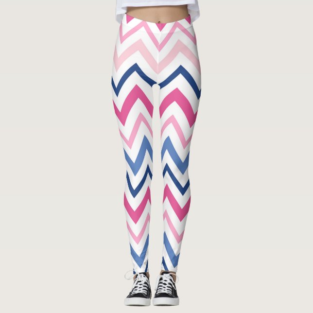 Leggings Chevron rosa y azul (Anverso)