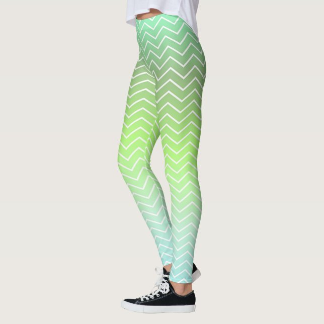 Leggings Chevron verde de dos puntas (Izquierda)