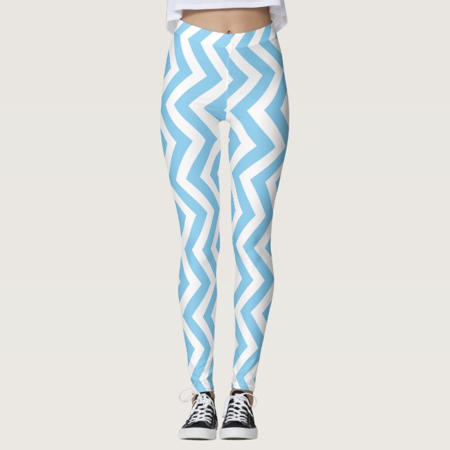 Leggings Chevron vertical de tamaño medio azul y blanco beb (Anverso)
