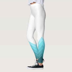 Leggings Chevrons modernos de Ombre Azul helado