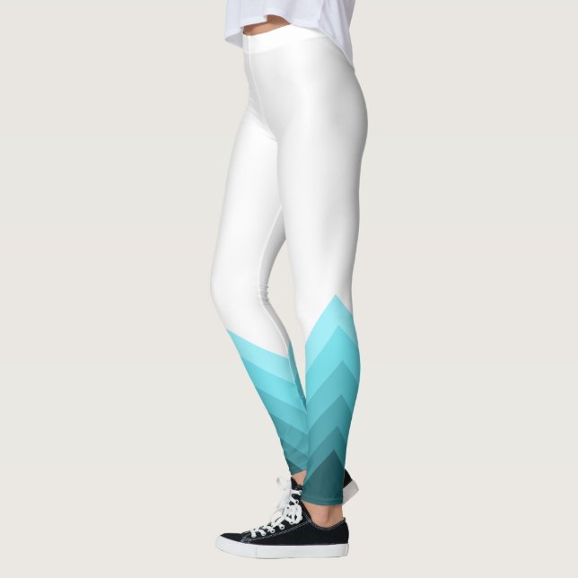 Leggings Chevrons modernos de Ombre Azul helado (Izquierda)