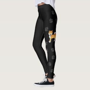Leggings Chiba roja Inu lindo perro de caricatura y patas n