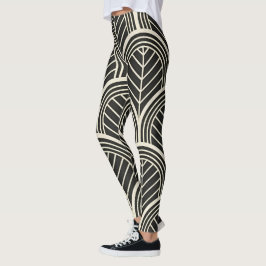 Leggings Chic Black and White Geometric Seamless Pattern