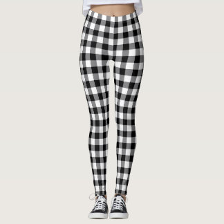 Leggings Chic Black And White Plaid Gingham Checkered 