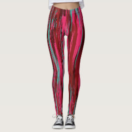 Leggings Chic Colorful Abstract Red &Pink