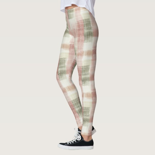 Leggings Chic Rosa Crema Menta Cuadros Rayas  (Izquierda)