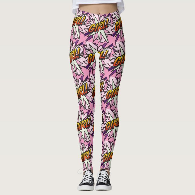 Leggings Chica de arte pop del libro de historietas (Anverso)