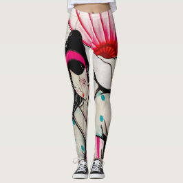 Leggings Chica de geisha con el paraguas
