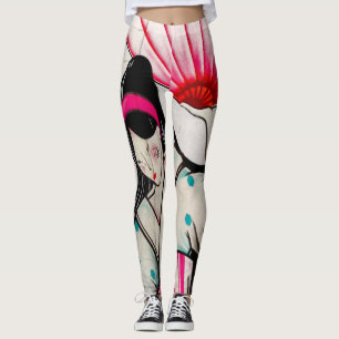 Leggings Chica de geisha con el paraguas