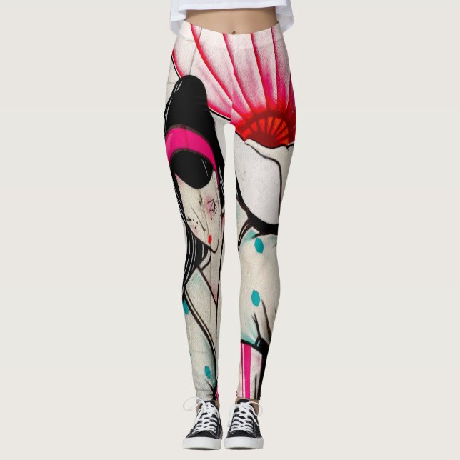 Leggings Chica de geisha con el paraguas (Anverso)