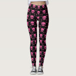 Leggings Chica de gótico Patrón de cráneos negros rosados G<br><div class="desc">Leguas de cráneo rosa funky para tu amigo emo favorito. Una manera de ser fresca y femenina,  pero también roca de punk.</div>