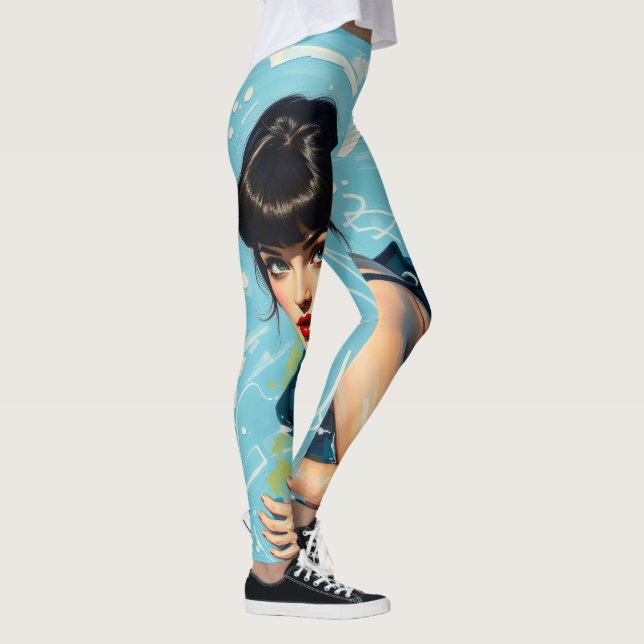 Leggings Chica de la piscina retro 60 Rockabilly (Derecha)