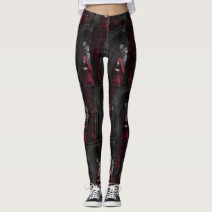 Leggings Chica Gótico Rojo Elegancia Oscura