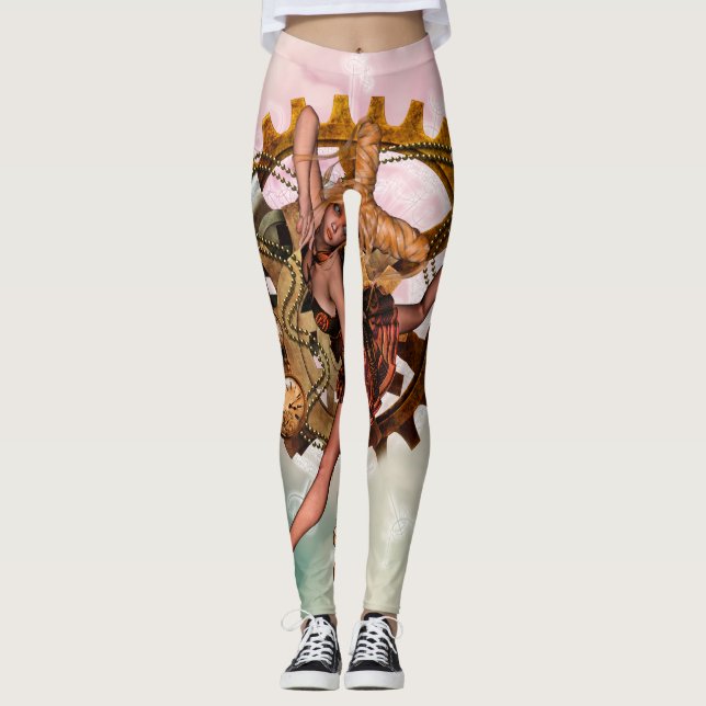 Leggings Chica maravilloso del steampunk, diseño de oro (Anverso)
