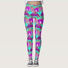 Leggings Chica Retro Hippy Car Heart 1960's 1970