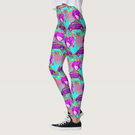 Leggings Chica Retro Hippy Car Heart 1960's 1970