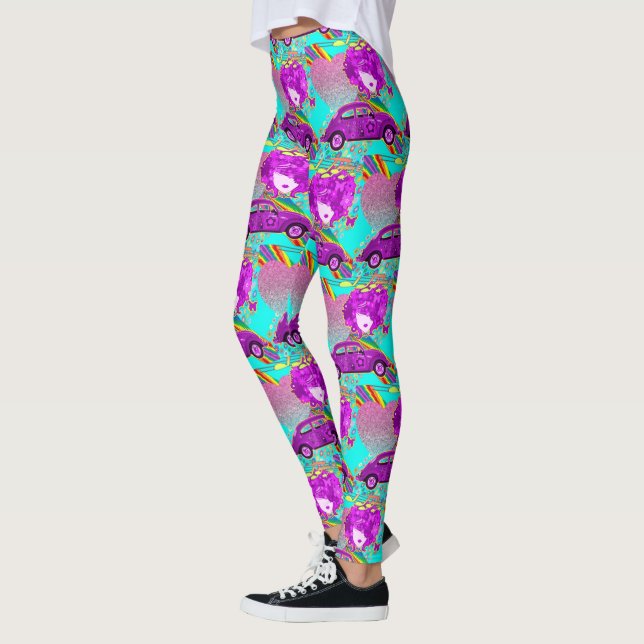 Leggings Chica Retro Hippy Car Heart 1960's 1970 (Izquierda)
