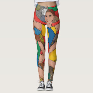 Leggings Chicas de gimnasia acro bailarinas patrón colorido