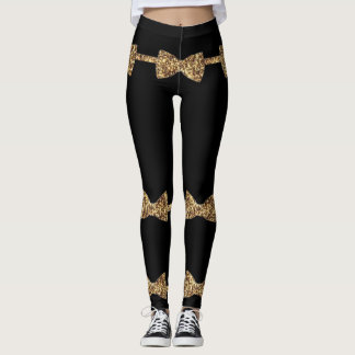 Leggings Chicas de lujo - Tira de vaca negra y dorada