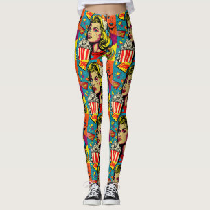 Leggings chicas de palomitas de arte pop