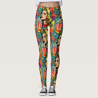 Leggings chicas de palomitas de arte pop