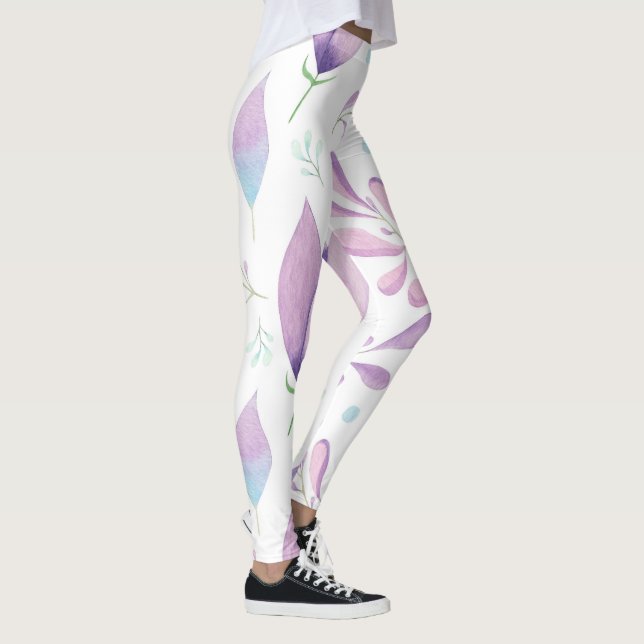 Leggings Chicas del patrón floral azul rosado blanco (Derecha)