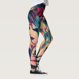 Leggings Chicas góticos tatuados con pelo azul