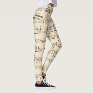 Leggings chicas mujeres con notas musicales de moda