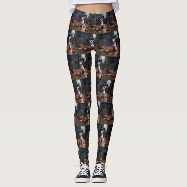 Leggings Chihuahua Calabazas de Halloween (Anverso)