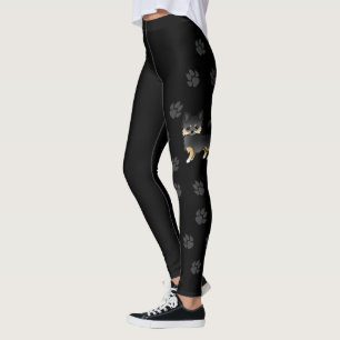 Leggings Chihuahua de abrigo largo negro y canela, perro y