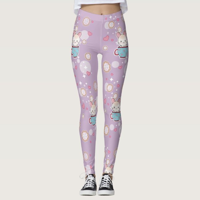 Leggings Chinchilla de Kawaii en taza de té con las (Anverso)