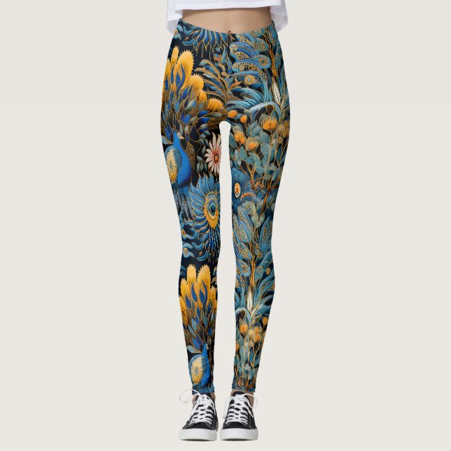 Leggings Chinoiserie Aves Exóticas Patrón Botánico (7) (Anverso)