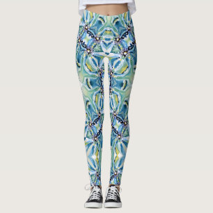Leggings Chinoiserie victoriana Artdeco Aqua Blue