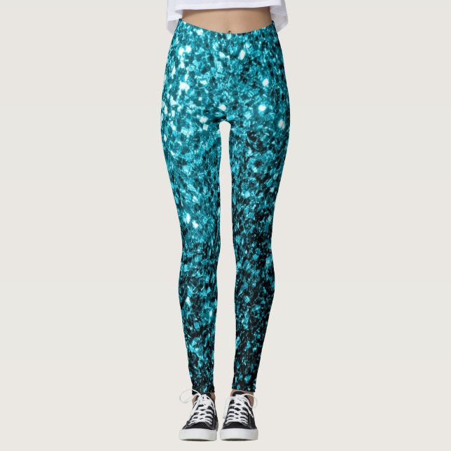 Leggings Chispas purpurinas brillantes azules de Aqua (Anverso)