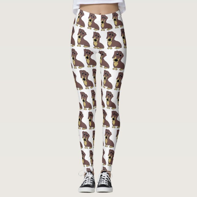 Leggings chocolate dachshund y personalizado de bronceado (Anverso)