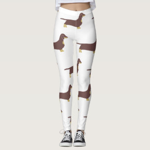 Leggings chocolate dachshund y silueta de color marrón