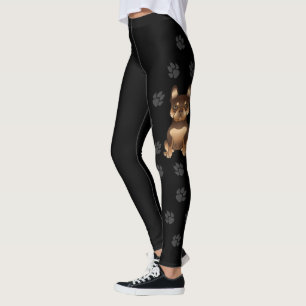 Leggings Chocolate y Tan French Bulldog / Frenchie y Patas